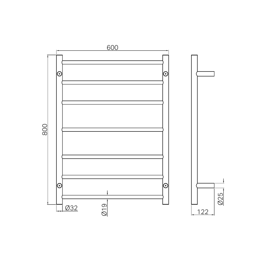 Nero Non-Heated Towel Ladder Line Drawing