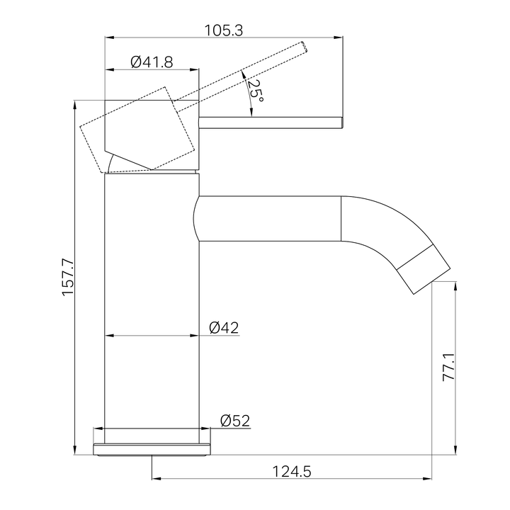 Nero Mecca Basin Mixer BB Line Drawing