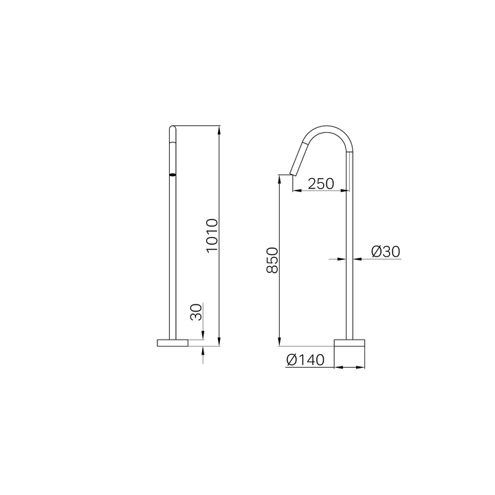 Nero Mecca Freestanding Bath Spout Only Line Drawing
