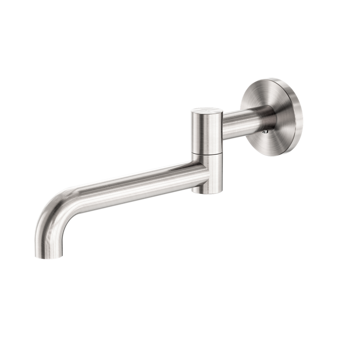 Nero Mecca Wall Mounted Swivel Bath Spout 225mm BB Brushed Nickel