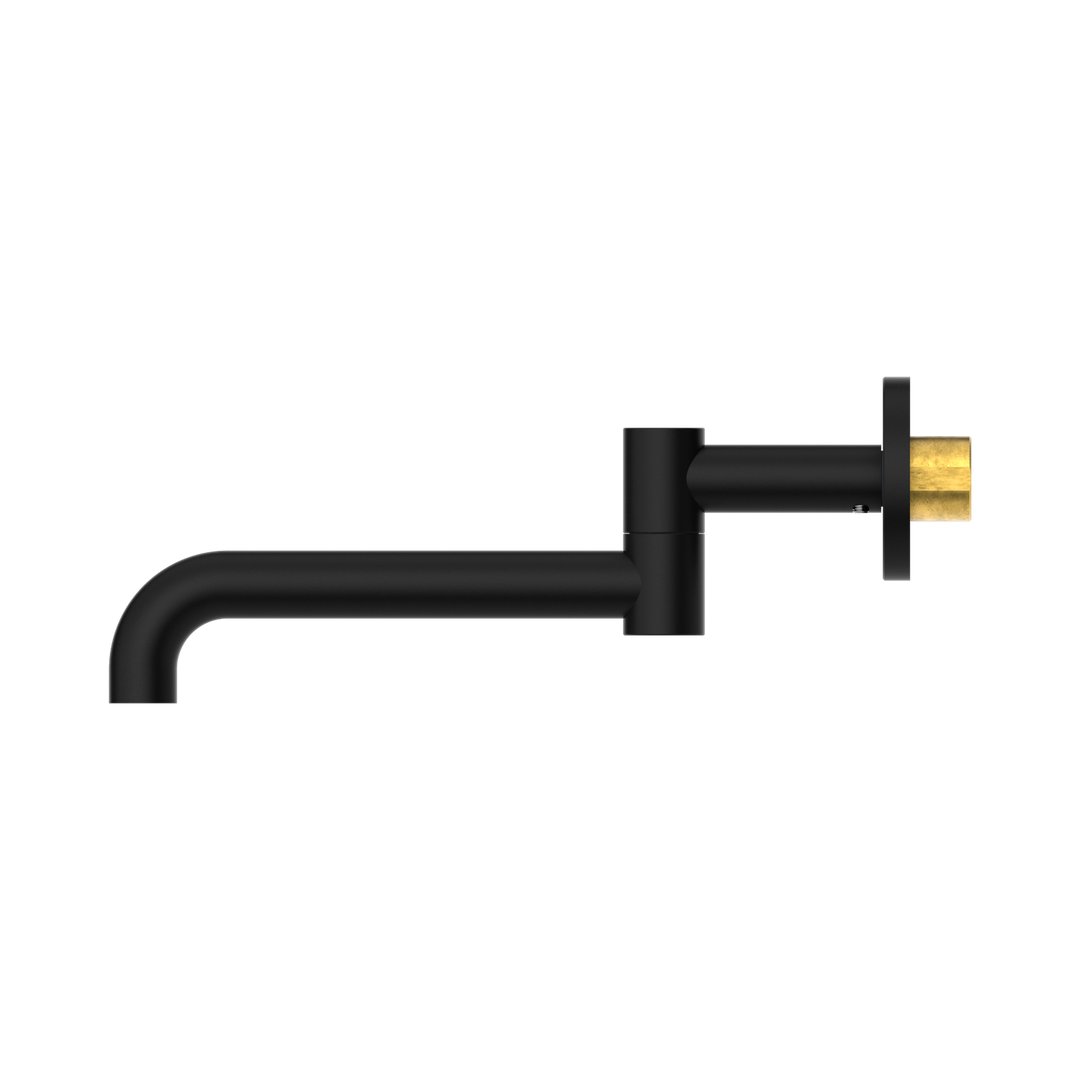 Nero Mecca Wall Mounted Swivel Bath Spout 225mm BB Matte Black