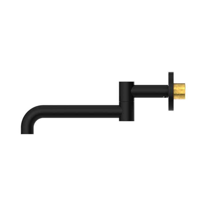 Nero Mecca Wall Mounted Swivel Bath Spout 225mm BB Matte Black