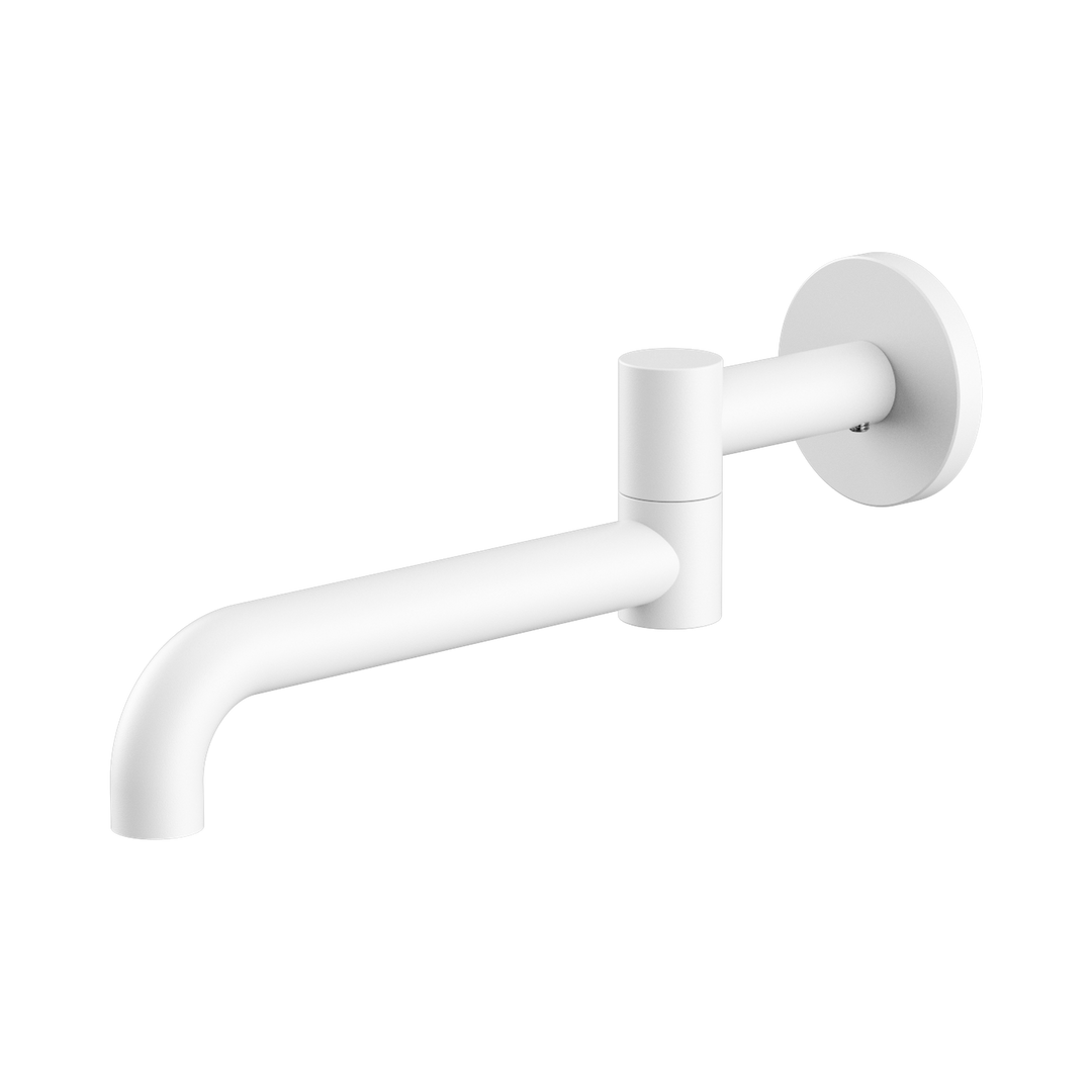 Nero Mecca Wall Mounted Swivel Bath Spout 225mm BB Matte White