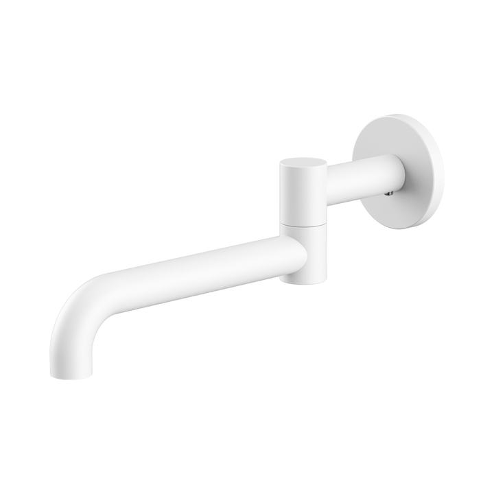 Nero Mecca Wall Mounted Swivel Bath Spout 225mm BB Matte White