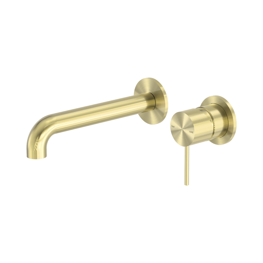 Nero Mecca Wall Basin/Bath Mixer 185mm Brushed Gold