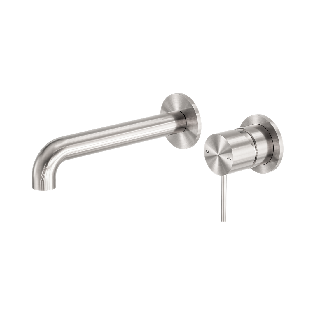 Nero Mecca Wall Basin/Bath Mixer 185mm Brushed Nickel