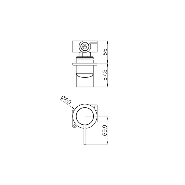 Nero Mecca Shower Mixer 60mm Plate BB Line Drawing