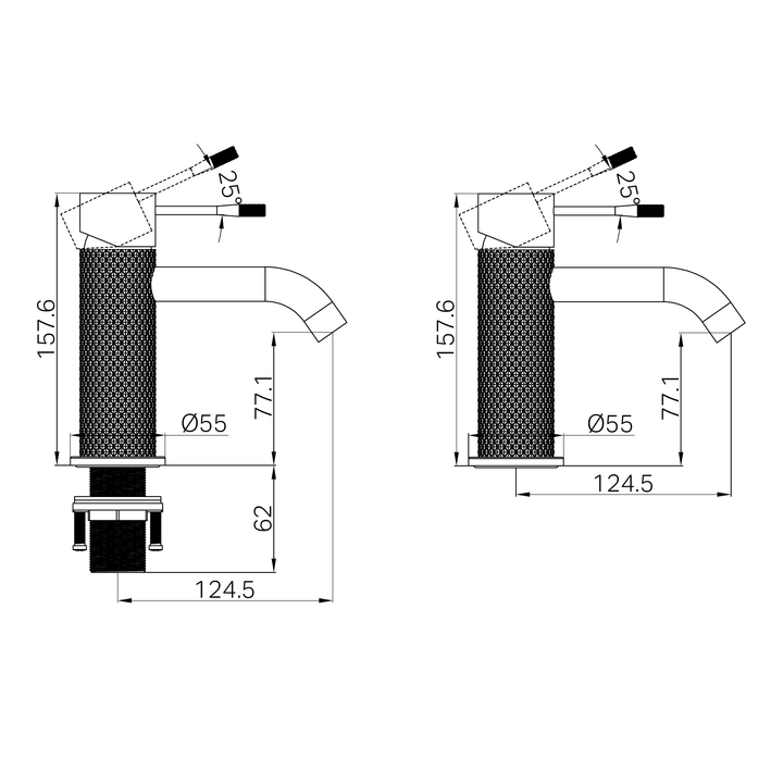Nero Opal Basin Mixer Line Drawing
