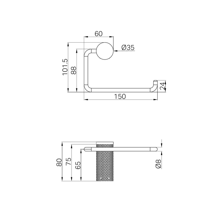 Nero Opal Toilet Roll Holder BB Line Drawing