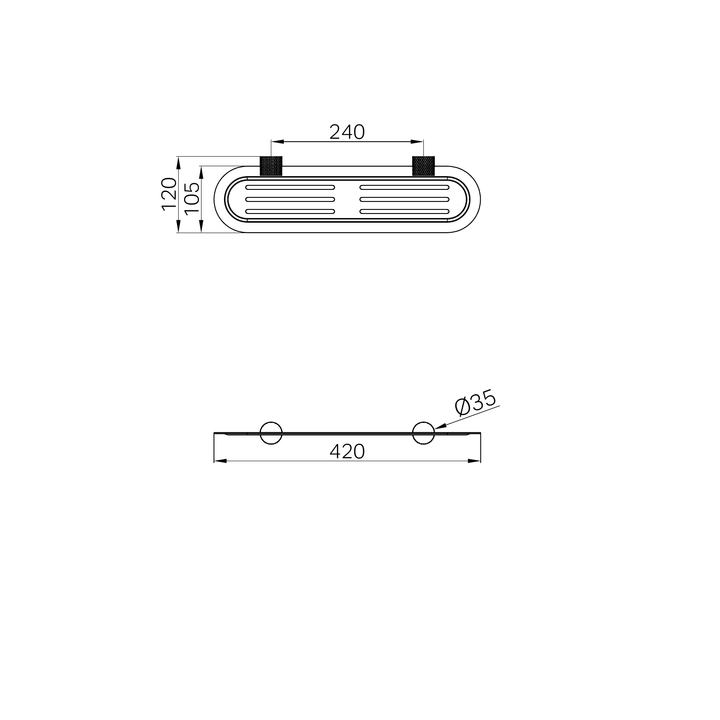Nero Opal Metal Shower Shelf BB Line Drawing