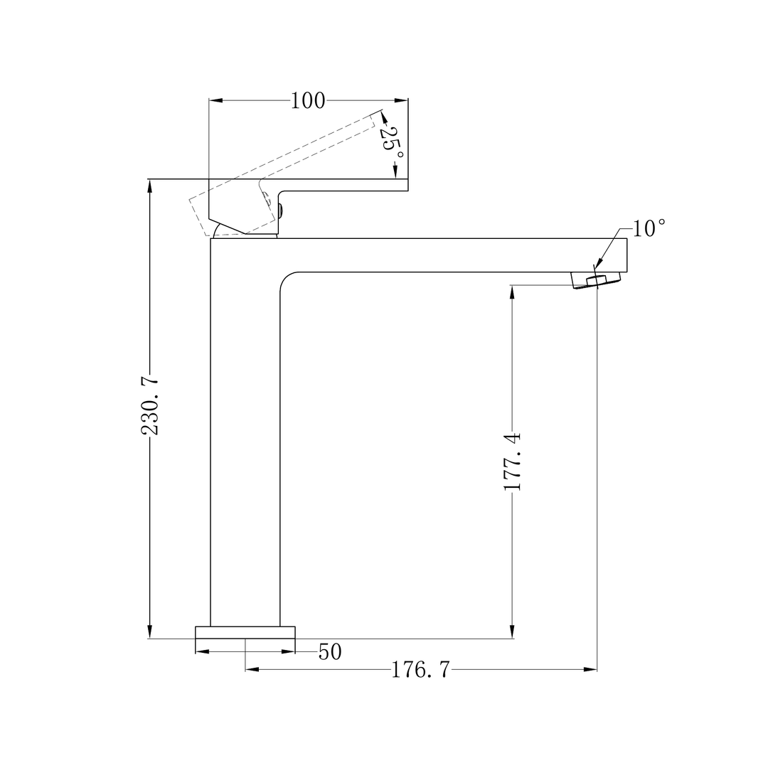 Nero Ecco Tall Basin Mixer Line Drawing