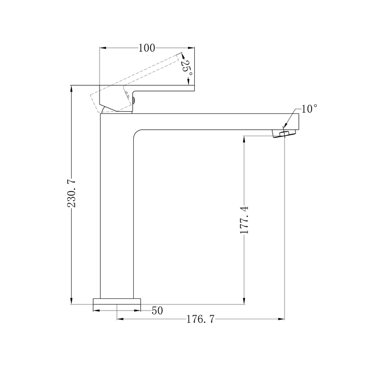 Nero Ecco Tall Basin Mixer Line Drawing