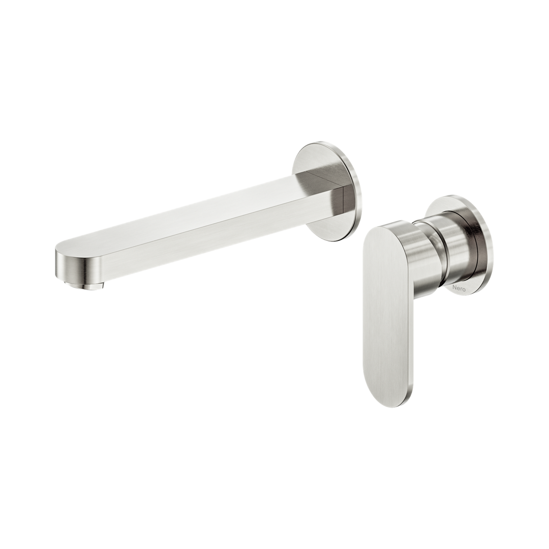 Nero Ecco Wall Basin/Bath Mixer 60mm Brushed Nickel