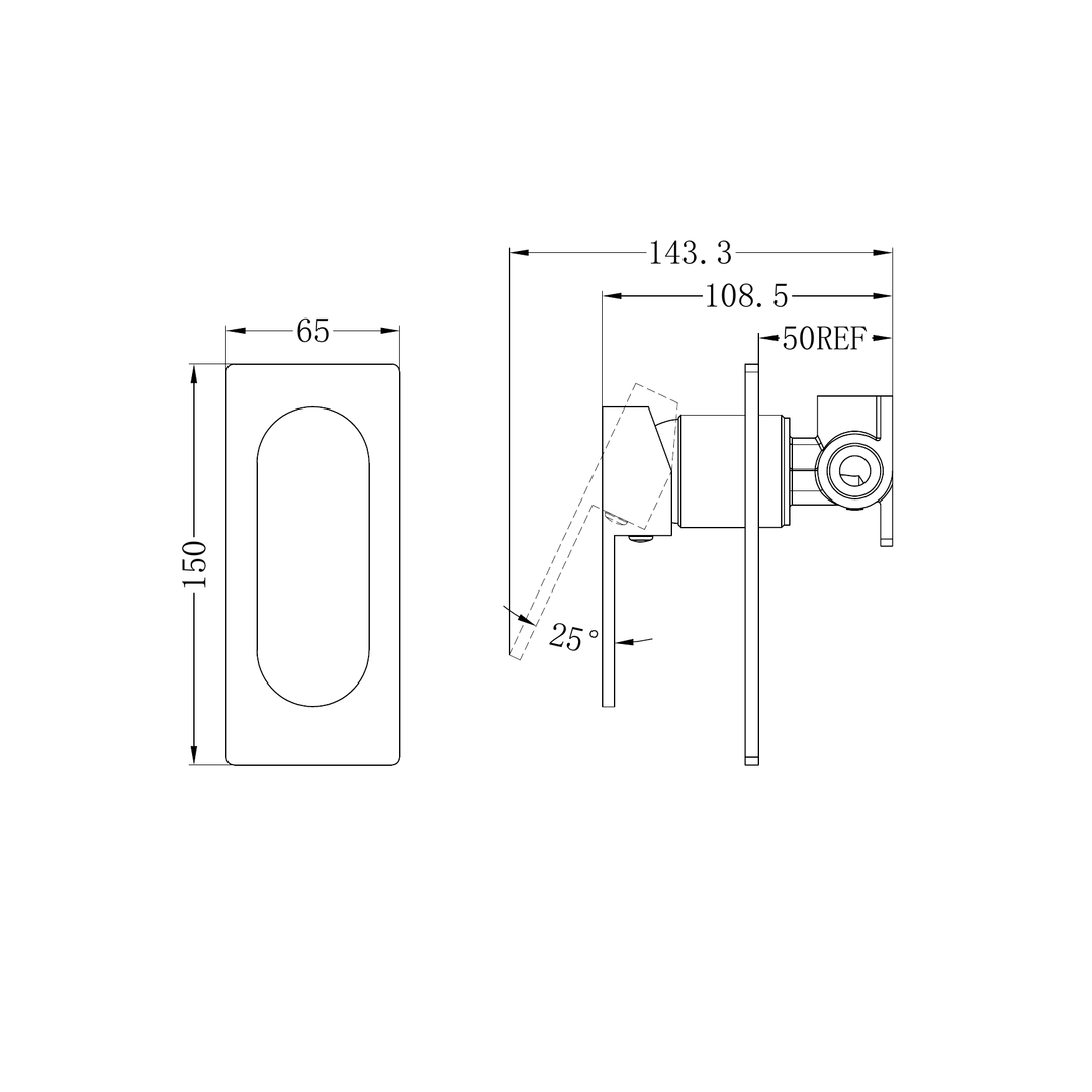 Nero Ecco Shower Mixer CP Line Drawing