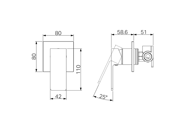 Nero Celia Shower Mixer CP Line Drawing