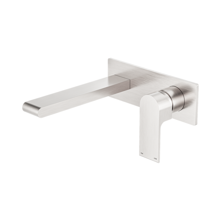 Nero Bianca Wall Basin/Bath Mixer 187mm BB Brushed Nickel