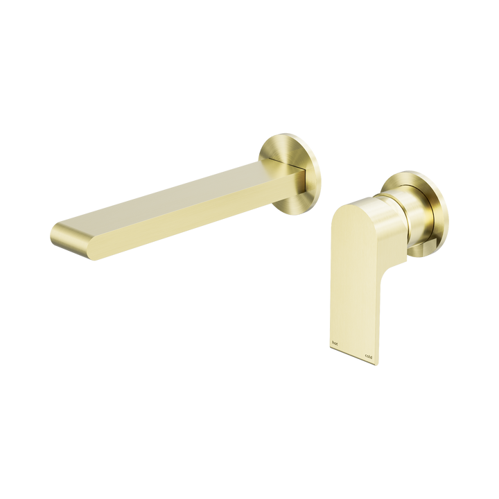 Nero Bianca Wall Basin/Bath Mixer 187mm CP Brushed Gold