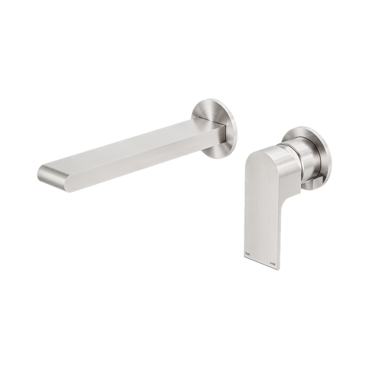 Nero Bianca Wall Basin/Bath Mixer 187mm CP Brushed Nickel