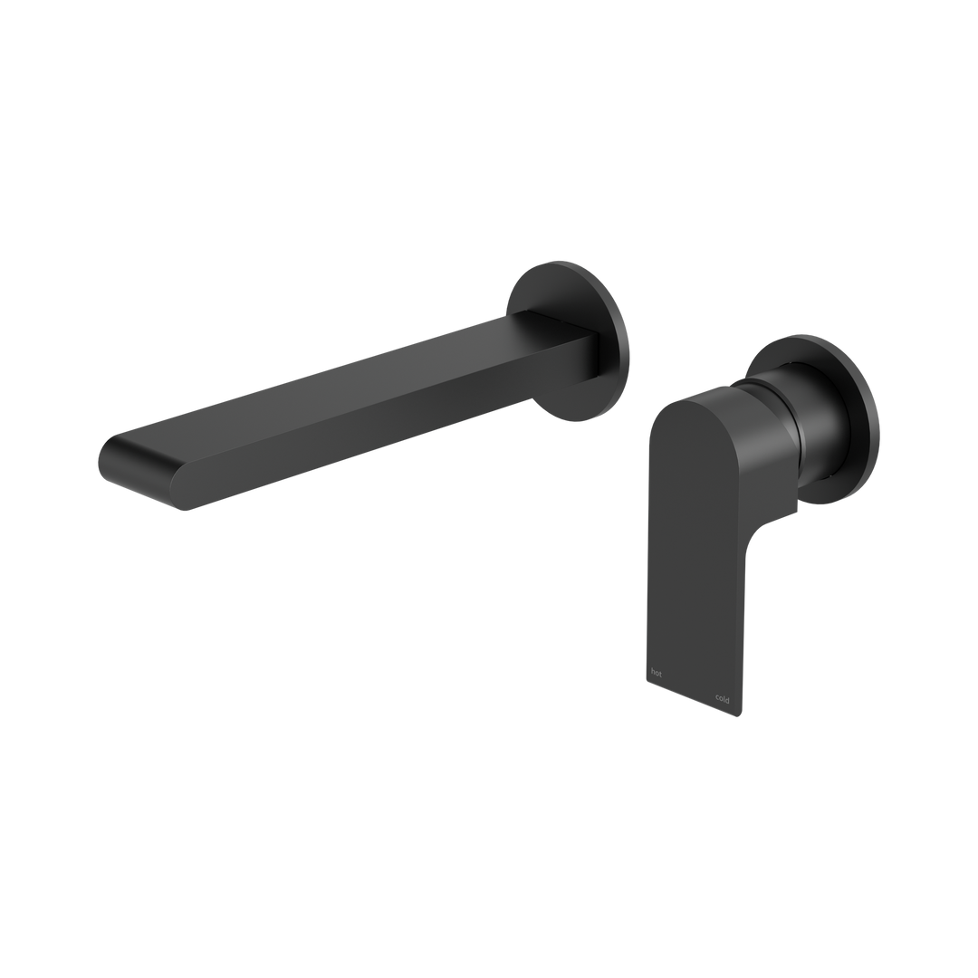 Nero Bianca Wall Basin/Bath Mixer 187mm CP Matte Black