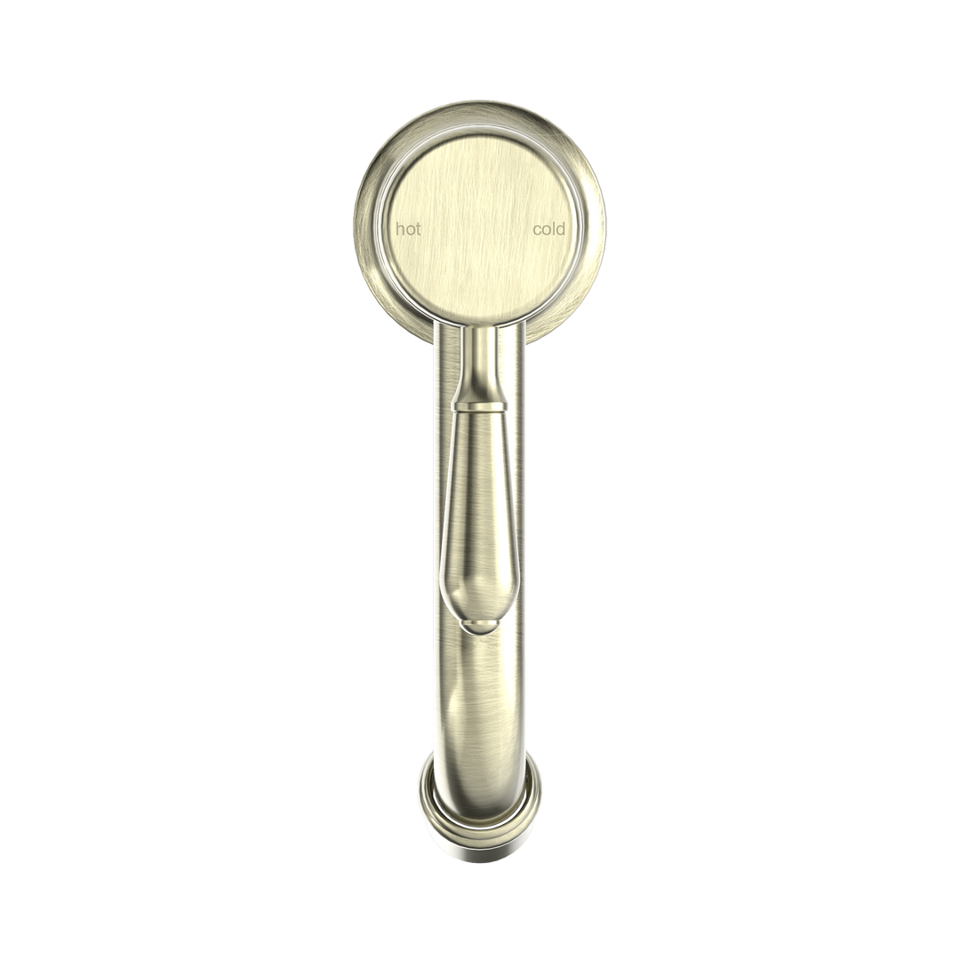 Nero York Straight Basin Mixer w/ Metal Lever Aged Brass