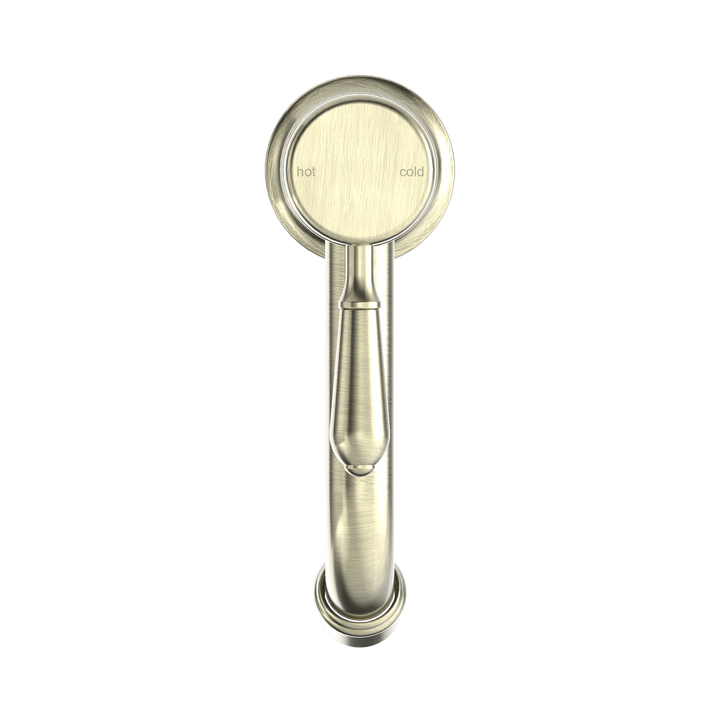 Nero York Straight Basin Mixer w/ Metal Lever Aged Brass