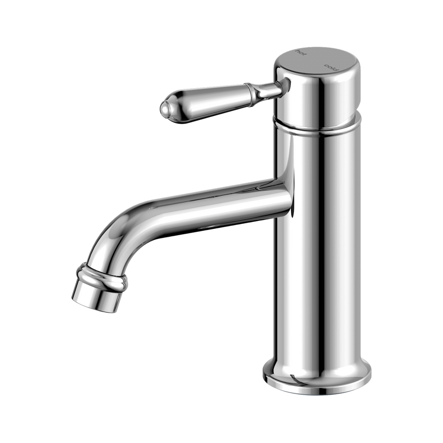 Nero York Straight Basin Mixer w/ Metal Lever Chrome