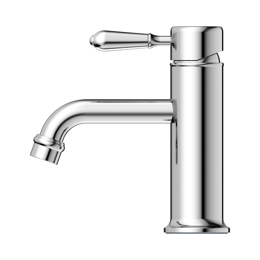 Nero York Straight Basin Mixer w/ Metal Lever Chrome