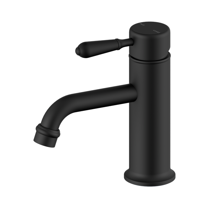 Nero York Straight Basin Mixer w/ Metal Lever Matte Black