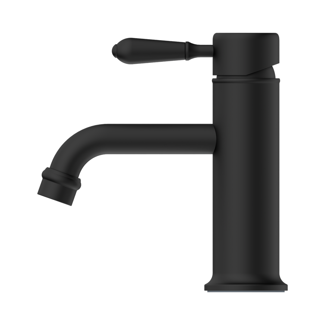 Nero York Straight Basin Mixer w/ Metal Lever Matte Black