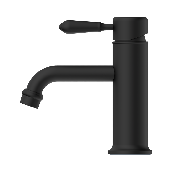 Nero York Straight Basin Mixer w/ Metal Lever Matte Black