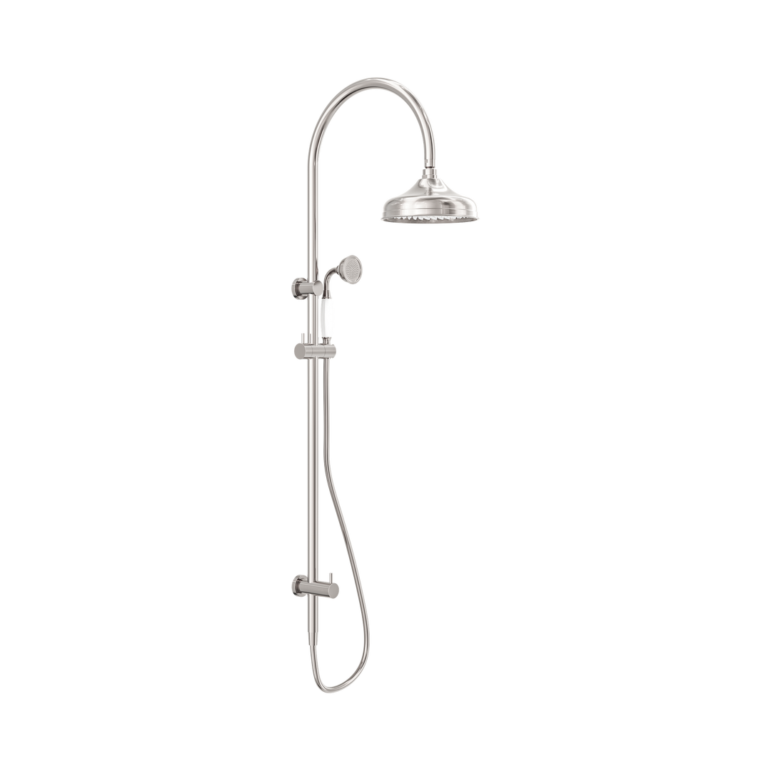 Nero York Twin Shower w/ Porcelain Hand Shower CP Brushed Nickel