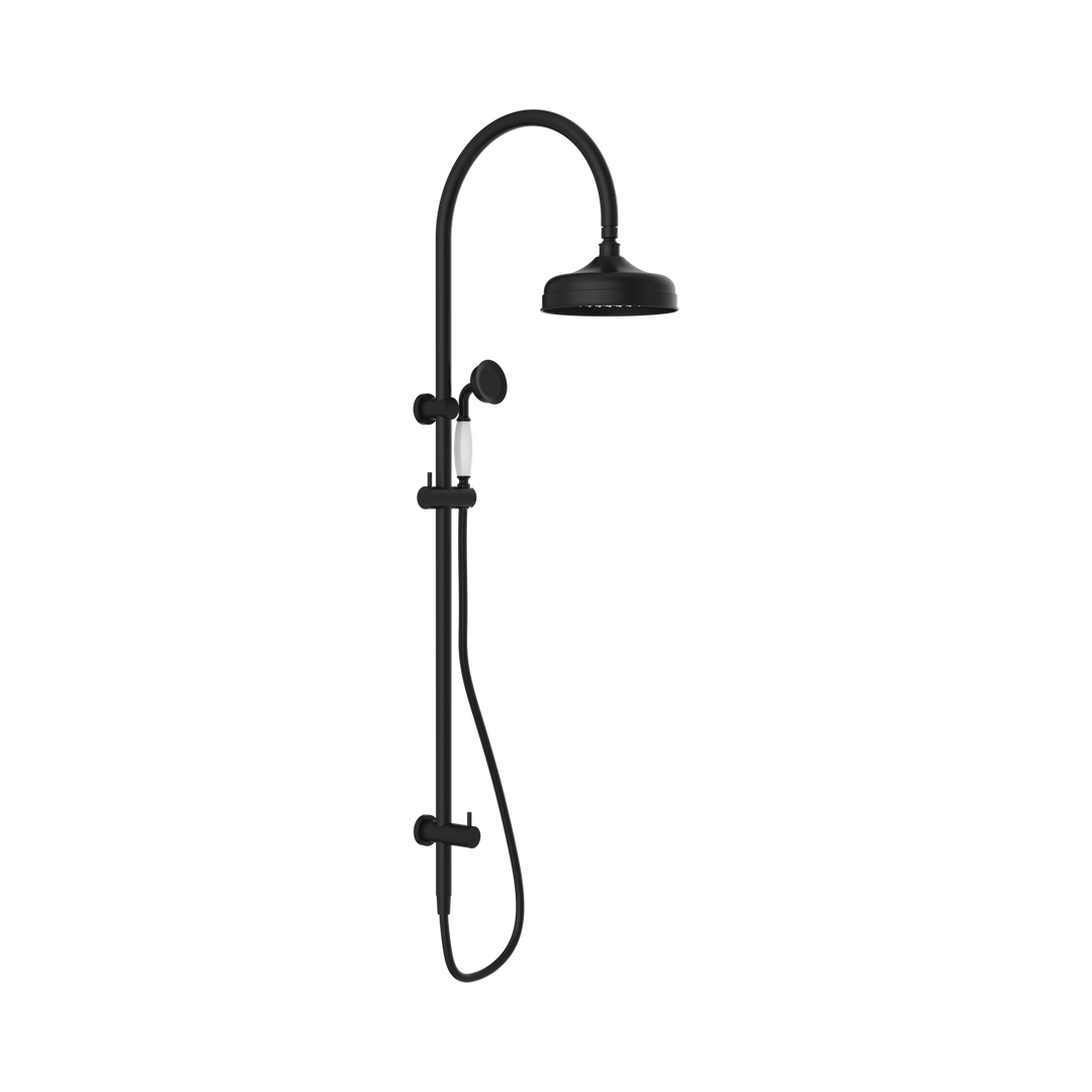 Nero York Twin Shower w/ Porcelain Hand Shower CP Matte Black