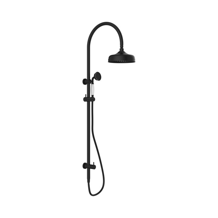 Nero York Twin Shower w/ Porcelain Hand Shower CP Matte Black
