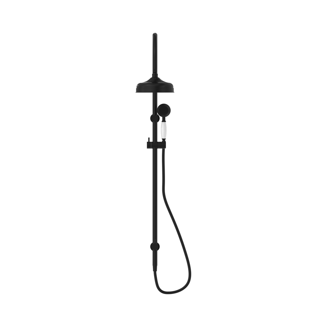 Nero York Twin Shower w/ Porcelain Hand Shower CP Matte Black