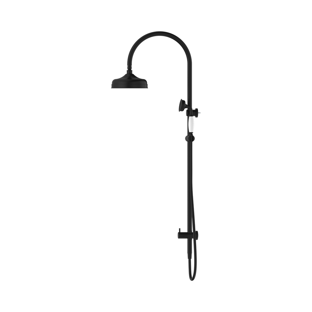 Nero York Twin Shower w/ Porcelain Hand Shower CP Matte Black