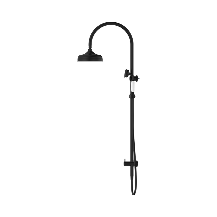 Nero York Twin Shower w/ Porcelain Hand Shower CP Matte Black