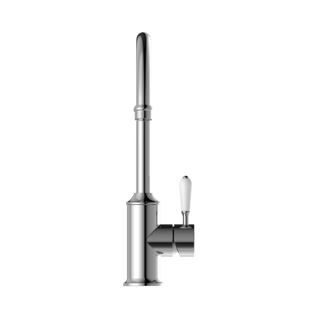 Nero York Kitchen Mixer Gooseneck Spout w/ Porcelain Lever CP Chrome