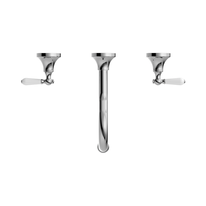 Nero York Wall Basin Set w/ Porcelain Lever Chrome