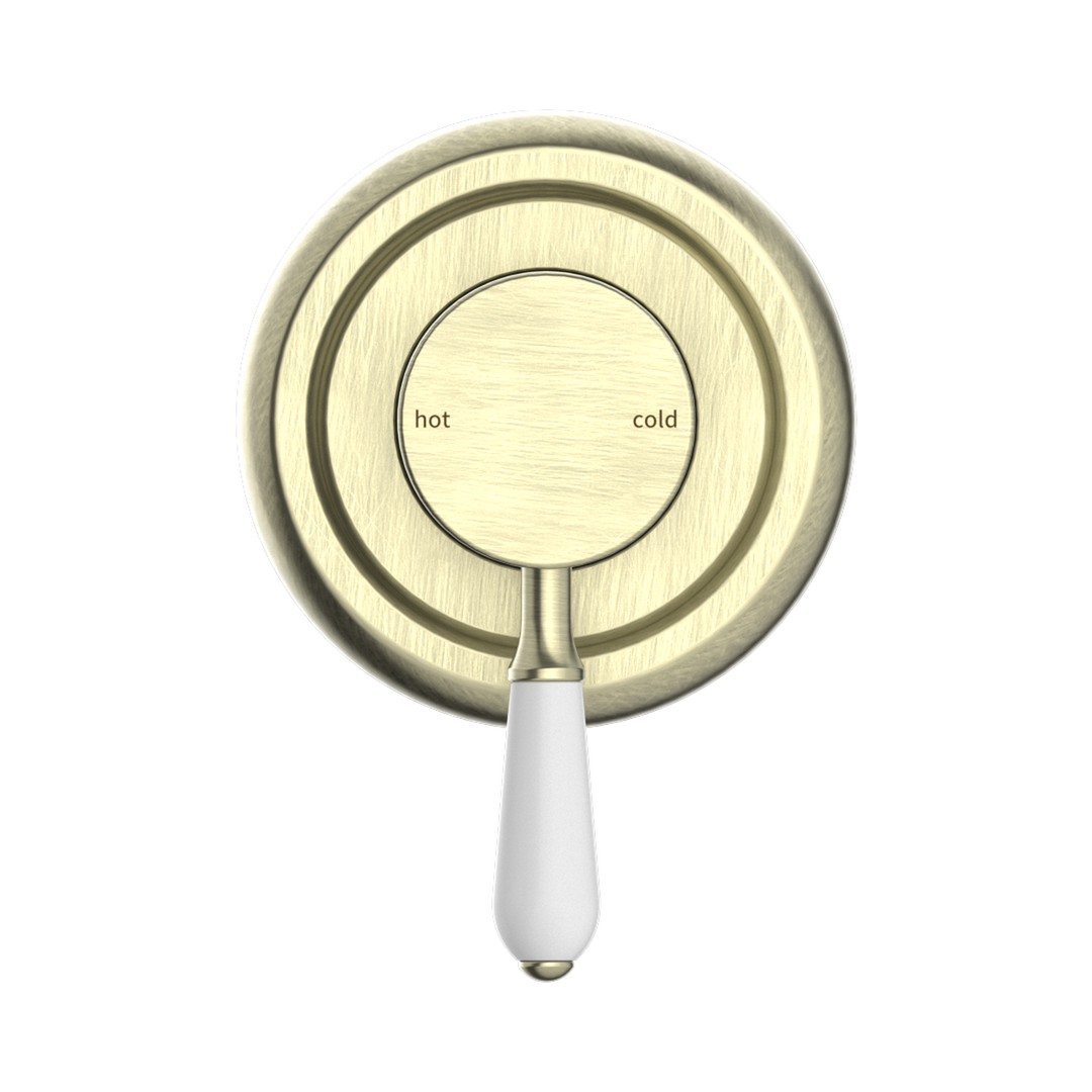 Nero York Shower Mixer w/ Porcelain Lever CP Aged Brass