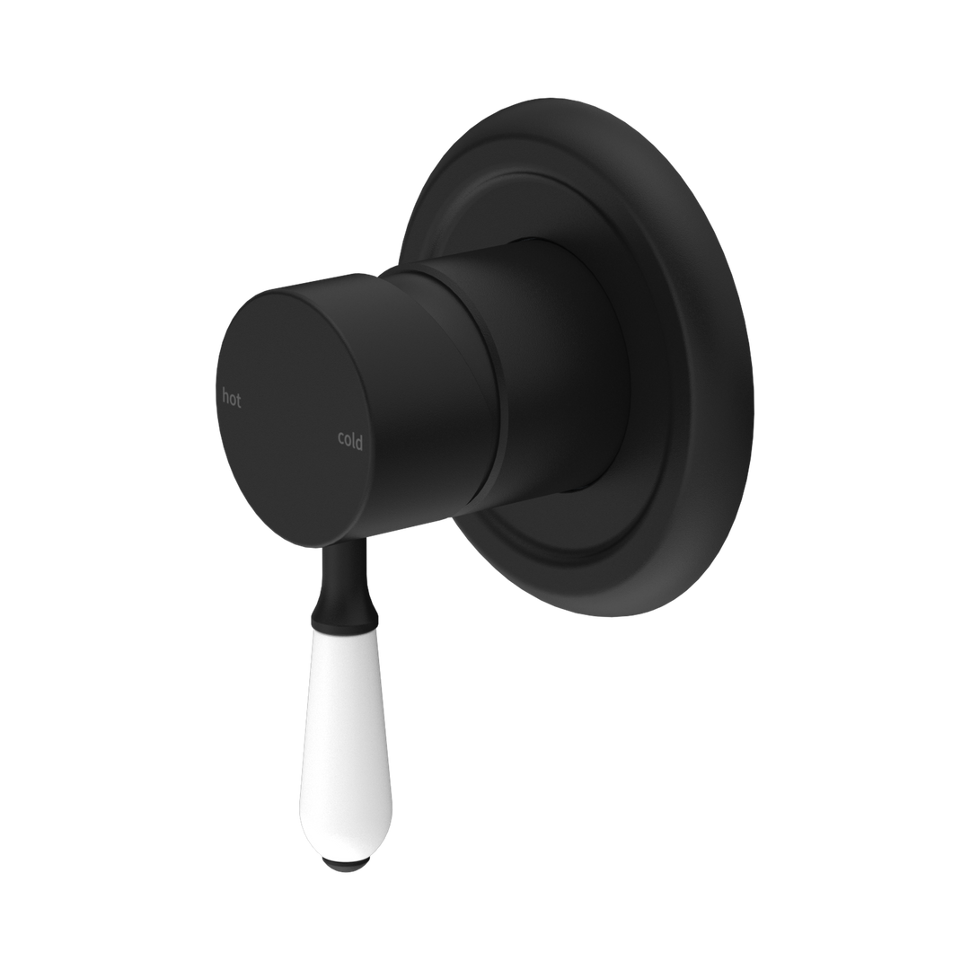 Nero York Shower Mixer w/ Porcelain Lever CP Matte Black