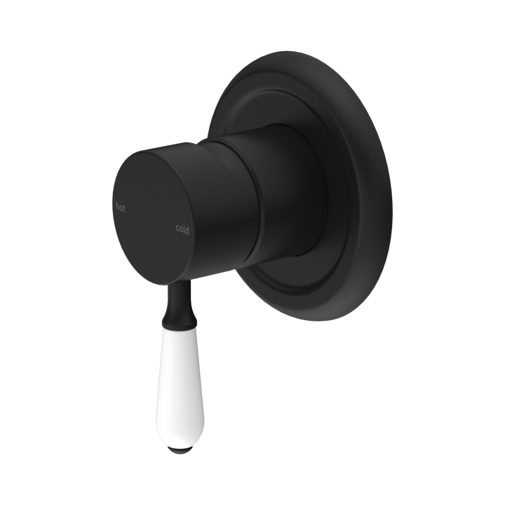 Nero York Shower Mixer w/ Porcelain Lever CP Matte Black