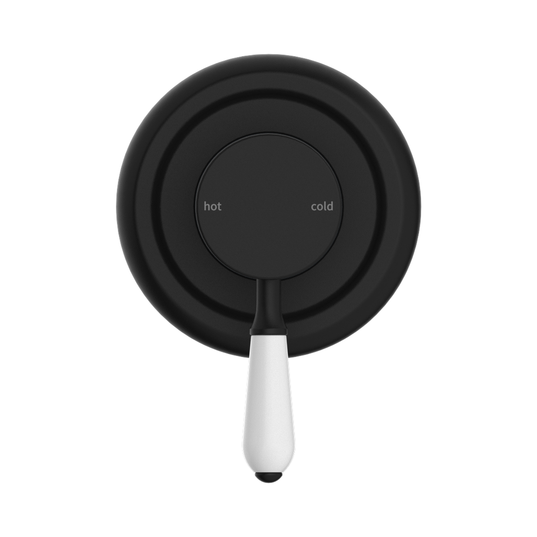 Nero York Shower Mixer w/ Porcelain Lever CP Matte Black