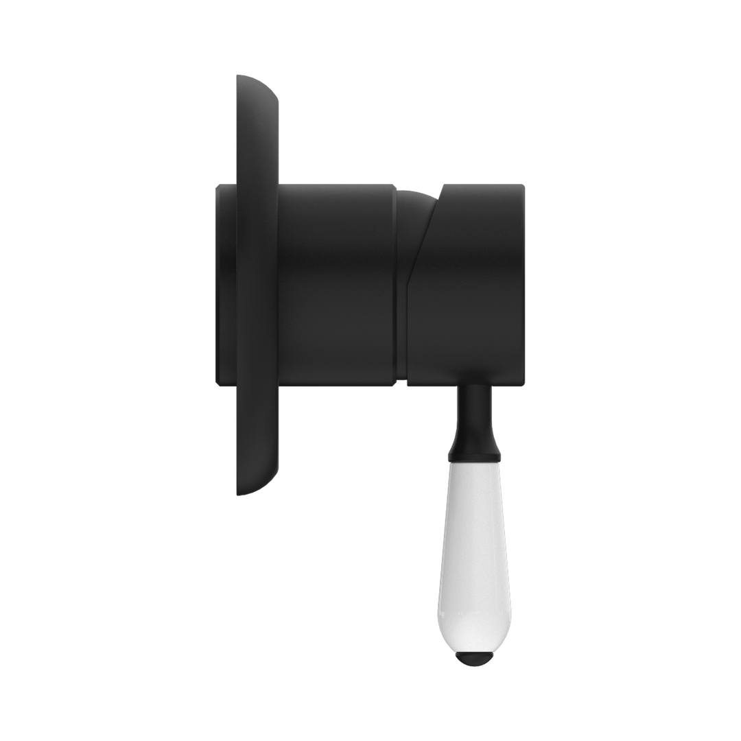 Nero York Shower Mixer w/ Porcelain Lever CP Matte Black