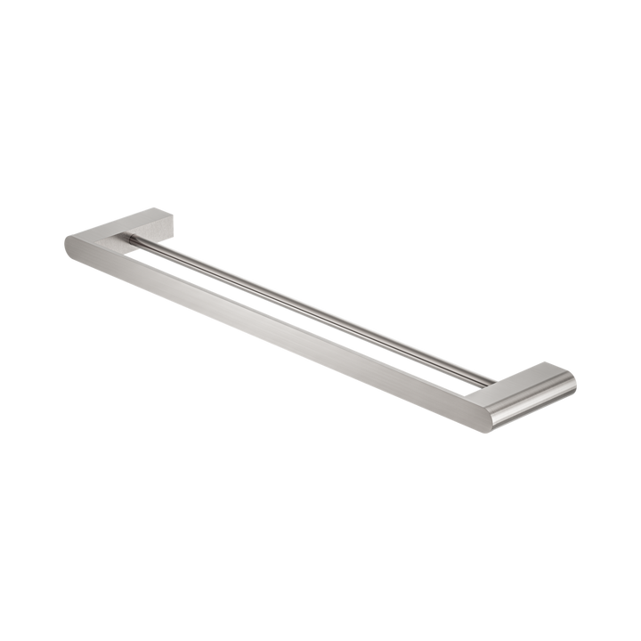 Nero Bianca Double Towel Rail 600mm Brushed Nickel