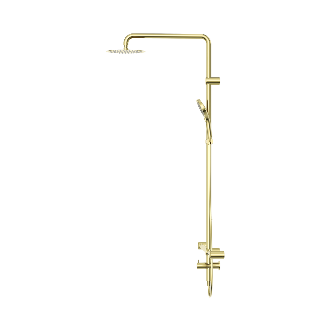 Nero Mecca Care 32mm T Bar Grab Rail 1100x750mm Twin Shower Set Brushed Gold