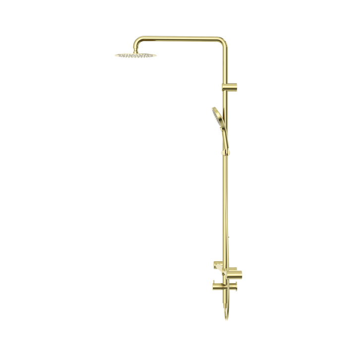 Nero Mecca Care 32mm T Bar Grab Rail 1100x750mm Twin Shower Set Brushed Gold
