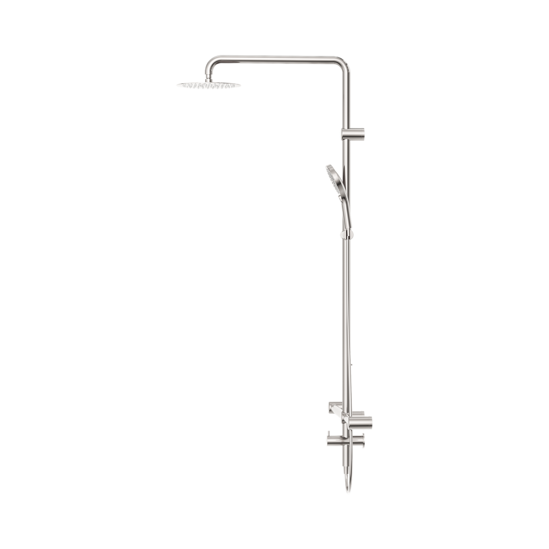 Nero Mecca Care 32mm T Bar Grab Rail 1100x750mm Twin Shower Set Brushed Nickel