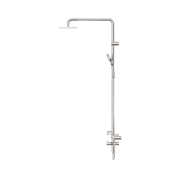 Nero Mecca Care 32mm T Bar Grab Rail 1100x750mm Twin Shower Set Brushed Nickel
