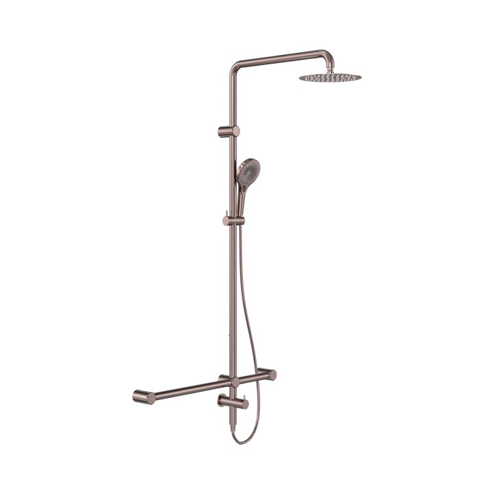 Nero Mecca Care 32mm T Bar Grab Rail 1100x750mm Twin Shower Set Brushed Bronze