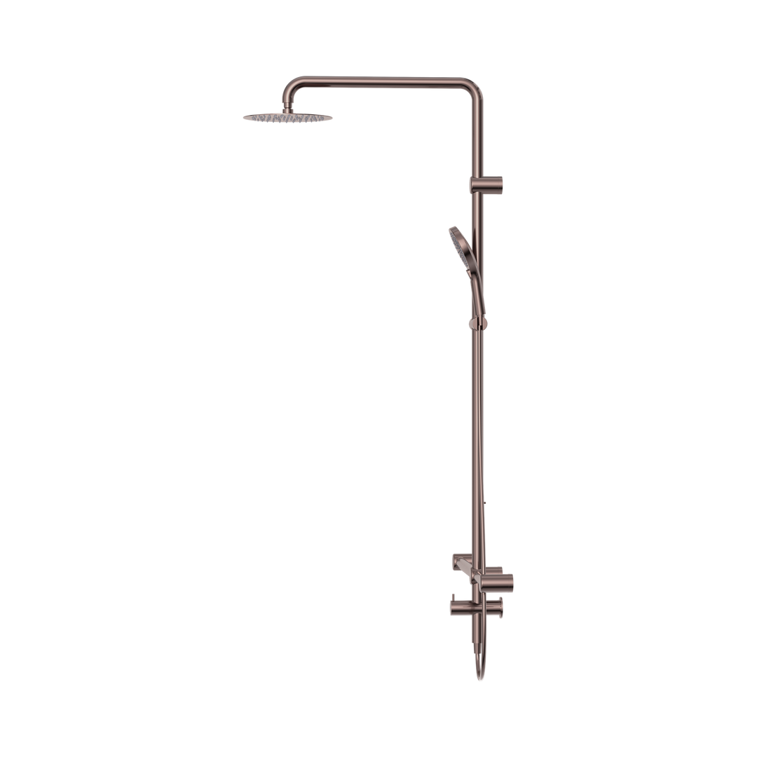 Nero Mecca Care 32mm T Bar Grab Rail 1100x750mm Twin Shower Set Brushed Bronze